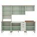 Cozinha Compacta Iluminata Ester com Vidro 12 Portas 3 Gavetas Verde Mint e Ébano