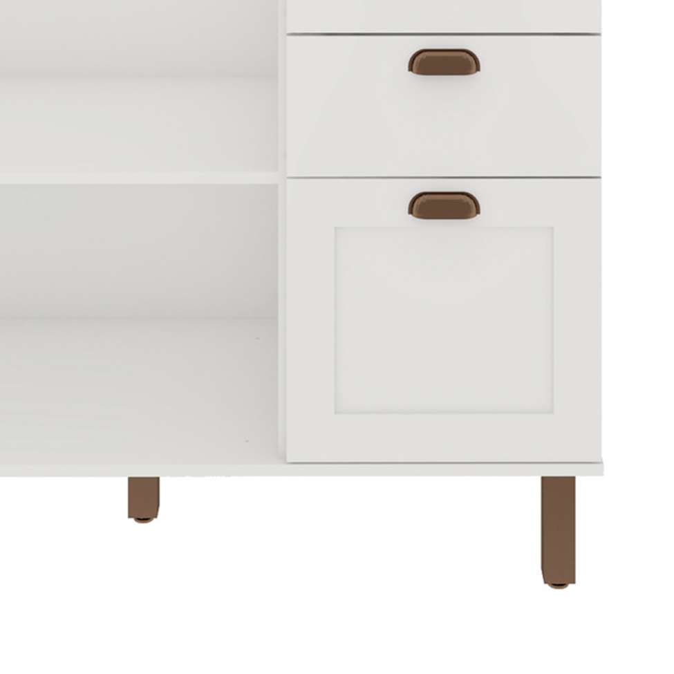 Cozinha Compacta Iluminata Flora 6 Portas 3 Gavetas Branca e Ébano
