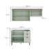 Cozinha Compacta Iluminata Flora 6 Portas 3 Gavetas Verde Mint e Ébano