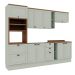 Cozinha Compacta Iluminata Iris 10 Portas 4 Gavetas Verde Mint e Ébano