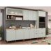 Cozinha Compacta Iluminata Luna com Vidro 10 Portas 4 Gavetas Verde Mint e Ébano