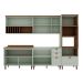 Cozinha Compacta Iluminata Luna com Vidro 10 Portas 4 Gavetas Verde Mint e Ébano