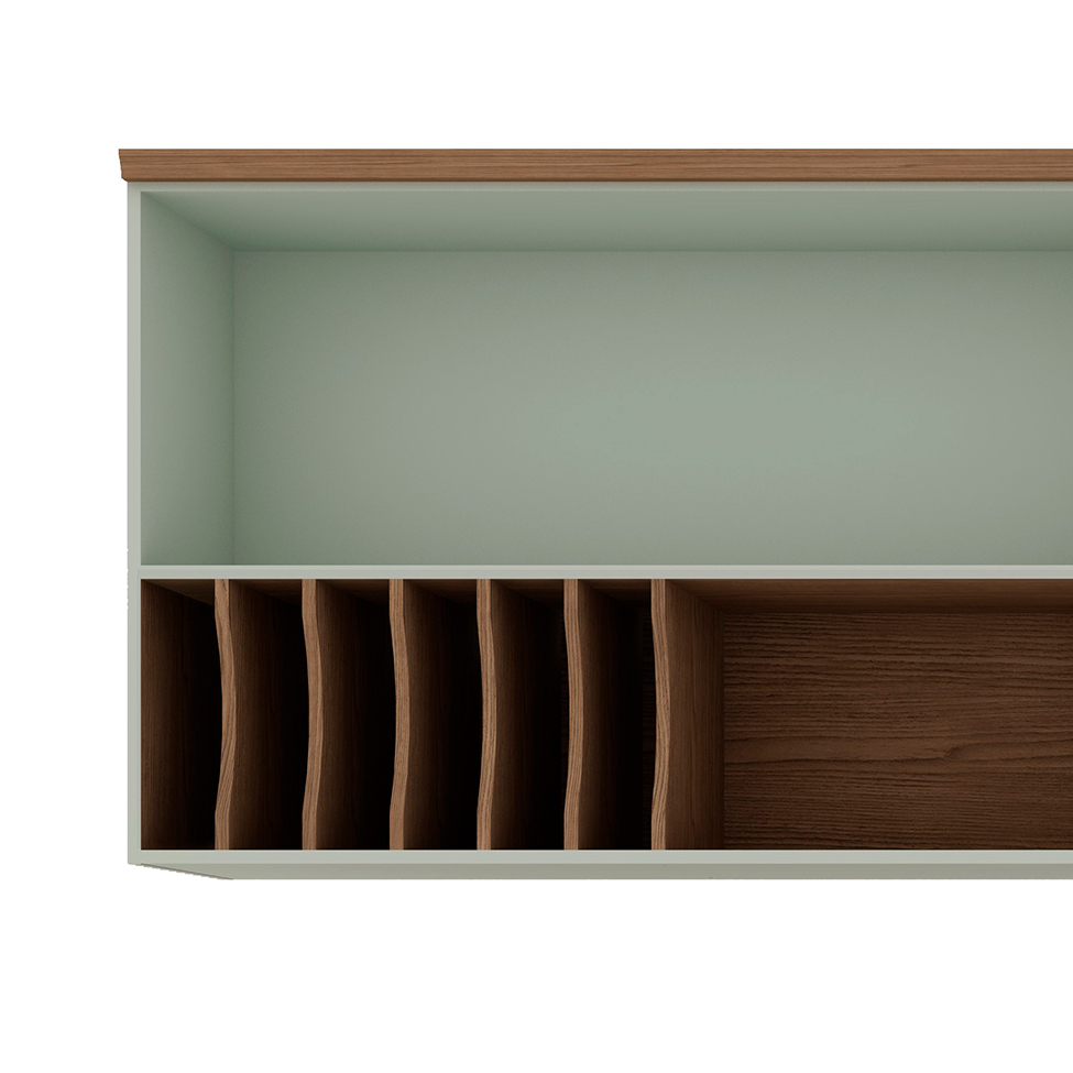 Cozinha Compacta Iluminata Luna com Vidro 10 Portas 4 Gavetas Verde Mint e Ébano