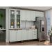 Cozinha Compacta Iluminata com Vidro 10 Portas 3 Gavetas Verde Mint e Ébano