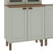 Cozinha Compacta Iluminata com Vidro 10 Portas 3 Gavetas Verde Mint e Ébano
