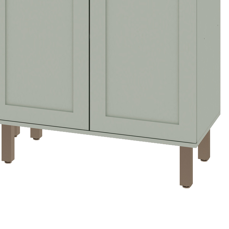 Cozinha Compacta Iluminata com Vidro 12 Portas 3 Gavetas Verde Mint e Ébano