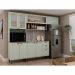 Cozinha Compacta Iluminata com Vidro 8 Portas 3 Gavetas Verde Mint e Ébano