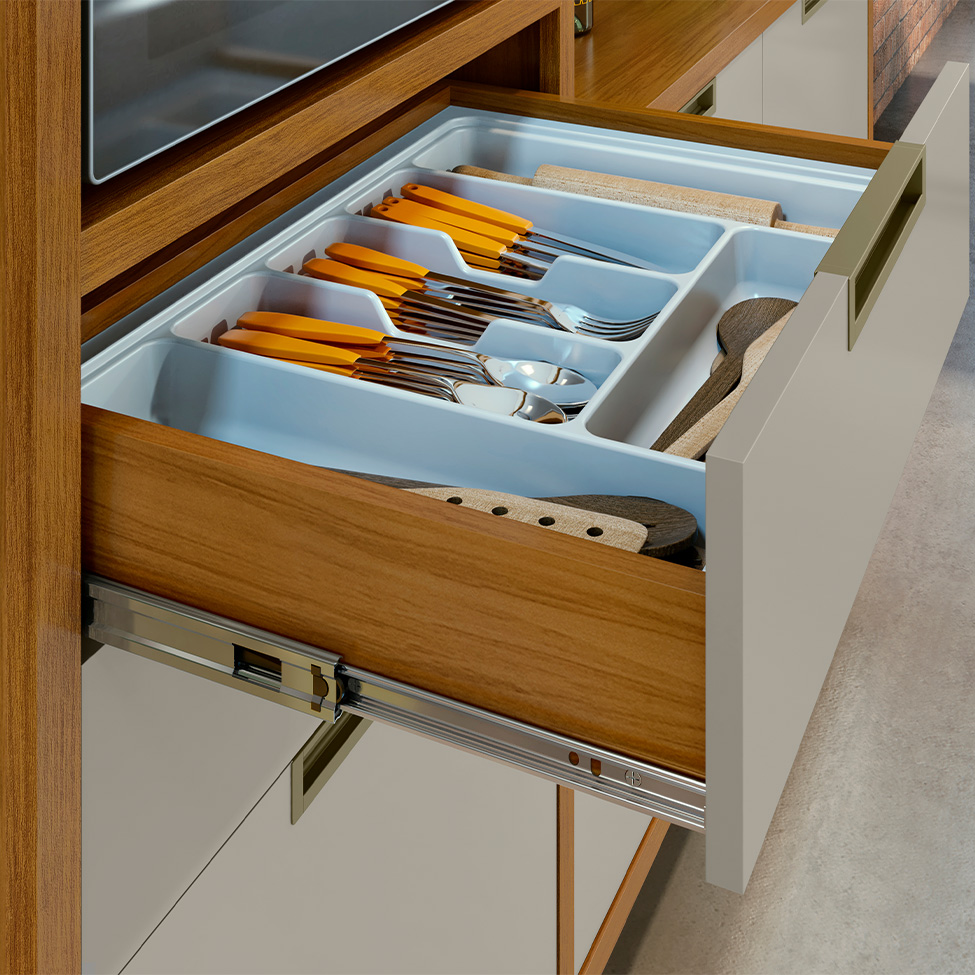 Cozinha Compacta Imperatriz 100% MDF 6 portas 2 Gavetas Freijó e Off White