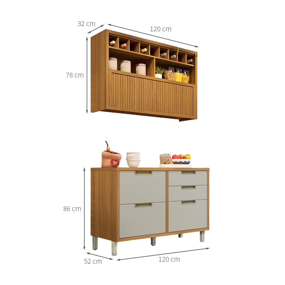 Cozinha Compacta Imperatriz 2 Portas 4 Gavetas Freijó e Off White