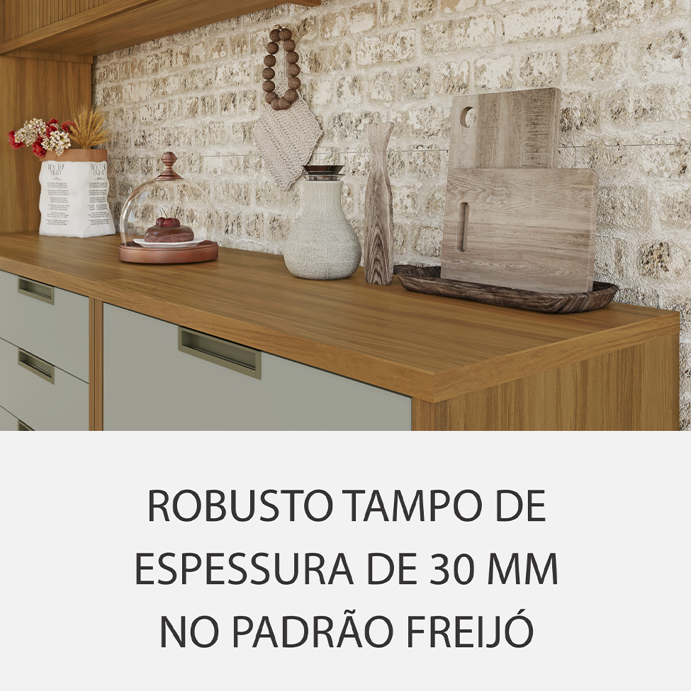 Cozinha Compacta Imperatriz 2 Portas 4 Gavetas Freijó e Off White