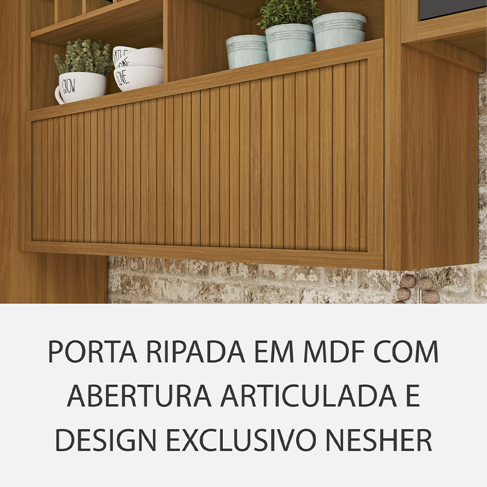 Cozinha Compacta Imperatriz 5 Portas 5 Gavetas Freijó e Off White