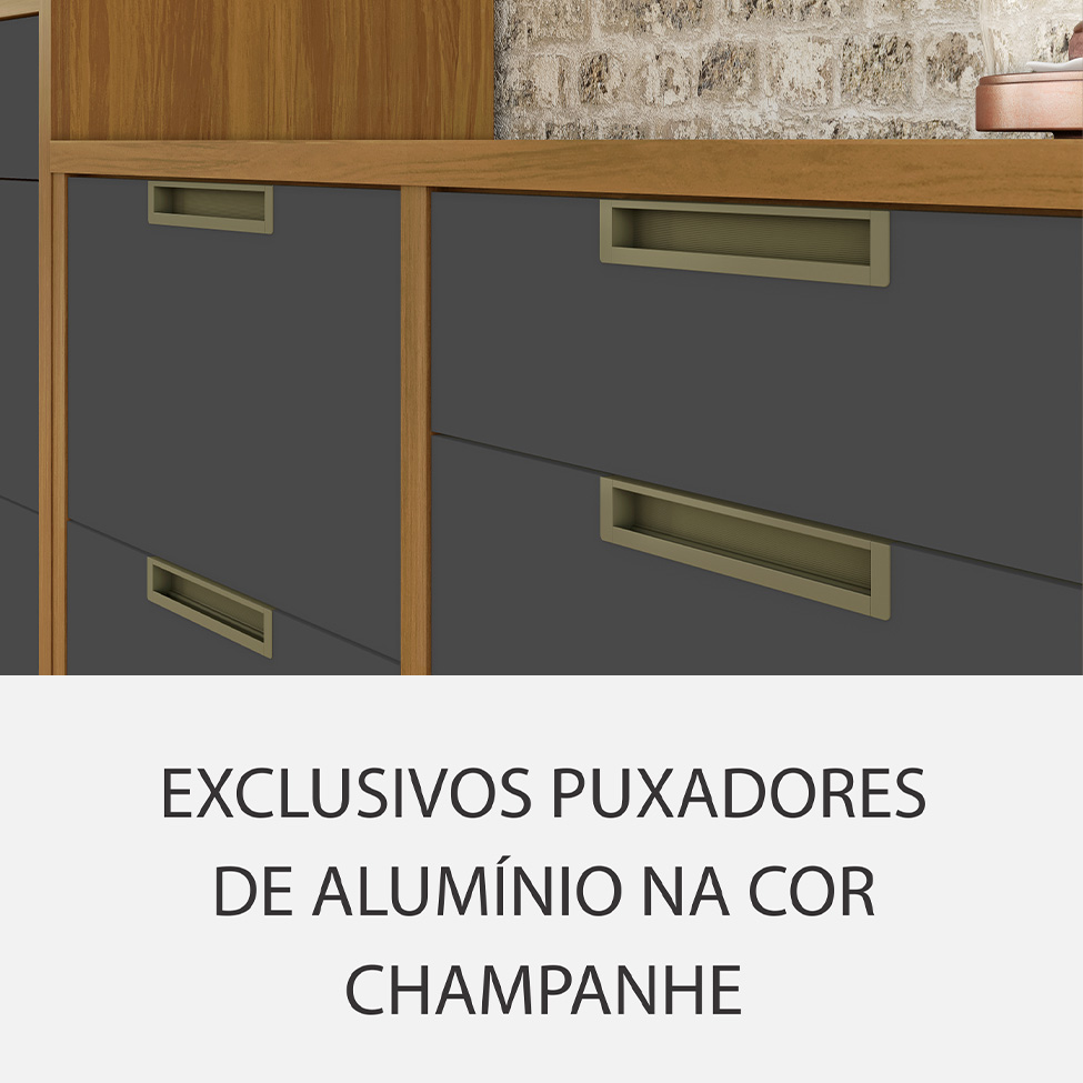 Cozinha Compacta Imperatriz 5 Portas 5 Gavetas Freijó e Off White