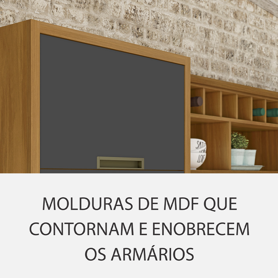 Cozinha Compacta Imperatriz 6 Portas 8 Gavetas Freijó e Grafite