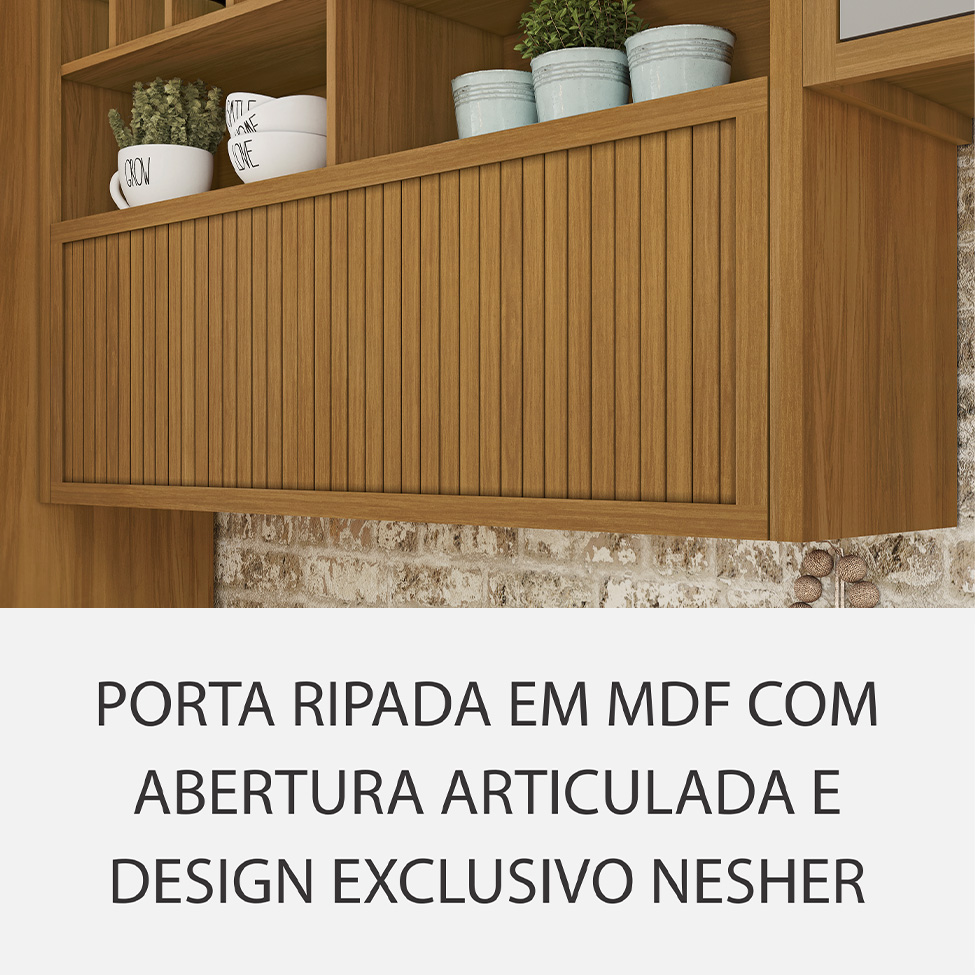 Cozinha Compacta Imperatriz 6 Portas 8 Gavetas Freijó e Off White