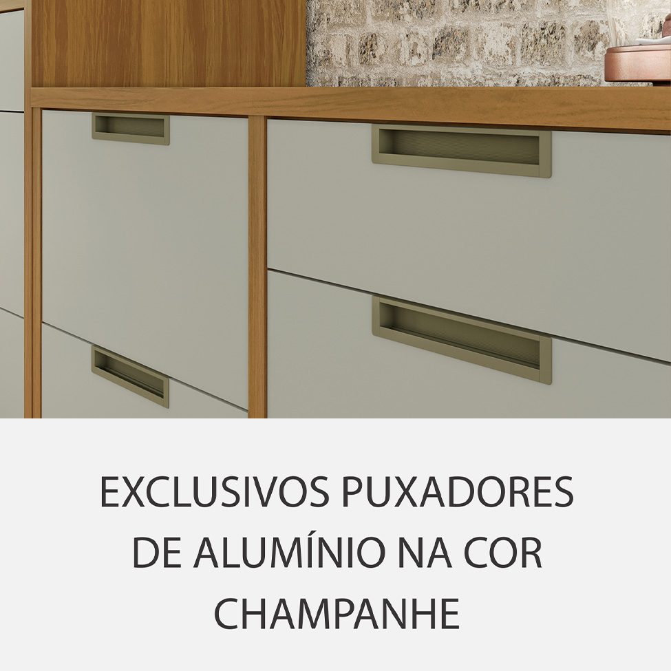 Cozinha Compacta Imperatriz 7 Portas 8 Gavetas Freijó e Off White