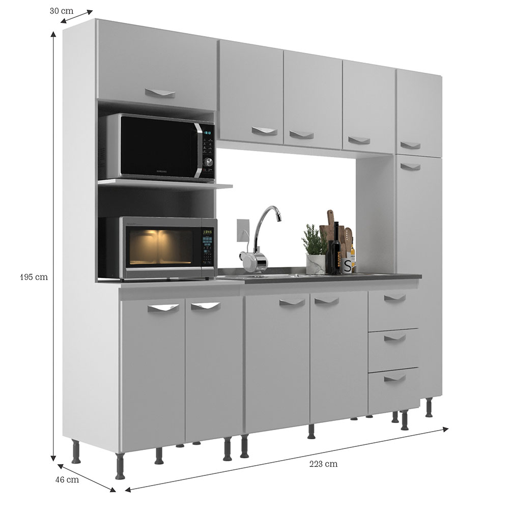 Cozinha Compacta Ipanema 10 Portas 3 Gavetas Branca