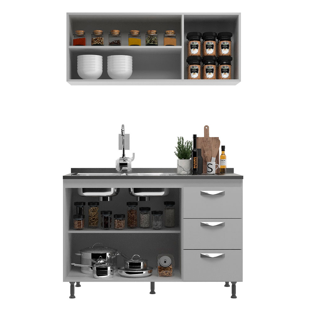 Cozinha Compacta Ipanema 5 Portas 3 Gavetas Branca