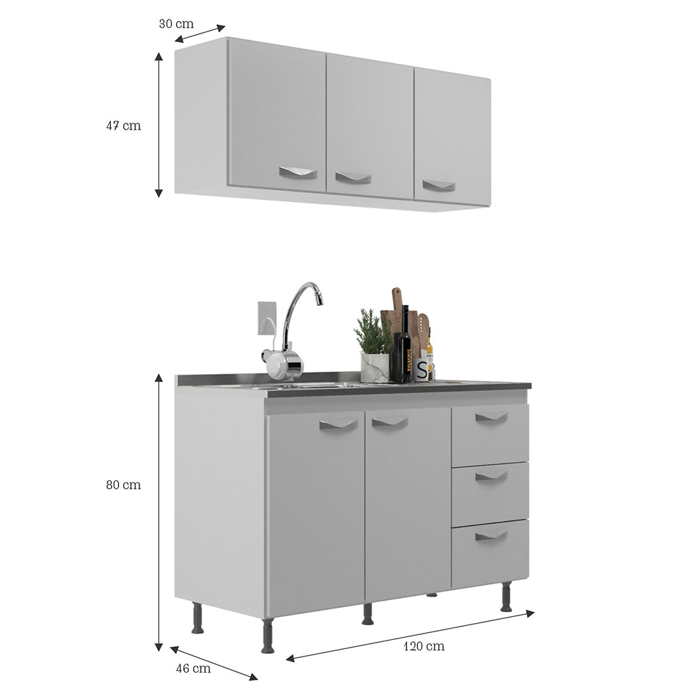 Cozinha Compacta Ipanema 5 Portas 3 Gavetas Branca