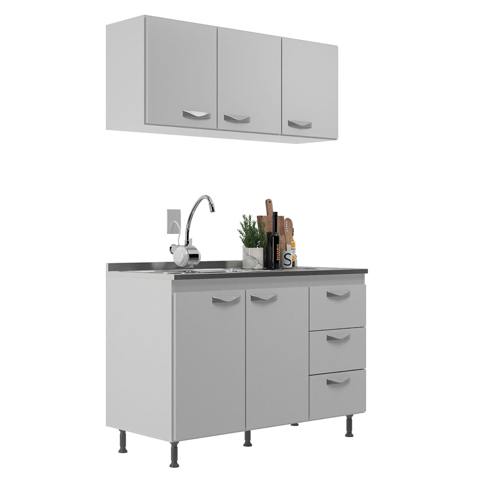 Cozinha Compacta Ipanema 5 Portas 3 Gavetas Branca