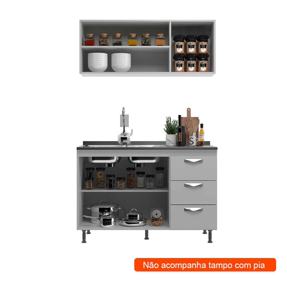 Cozinha Compacta Ipanema 5 Portas 3 Gavetas Branca