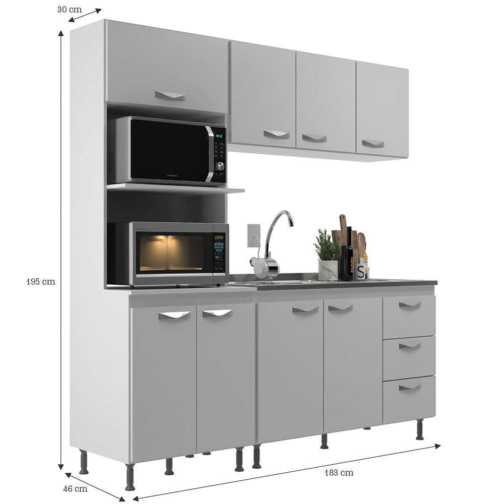 Cozinha Compacta Ipanema 8 Portas 3 Gavetas Branca