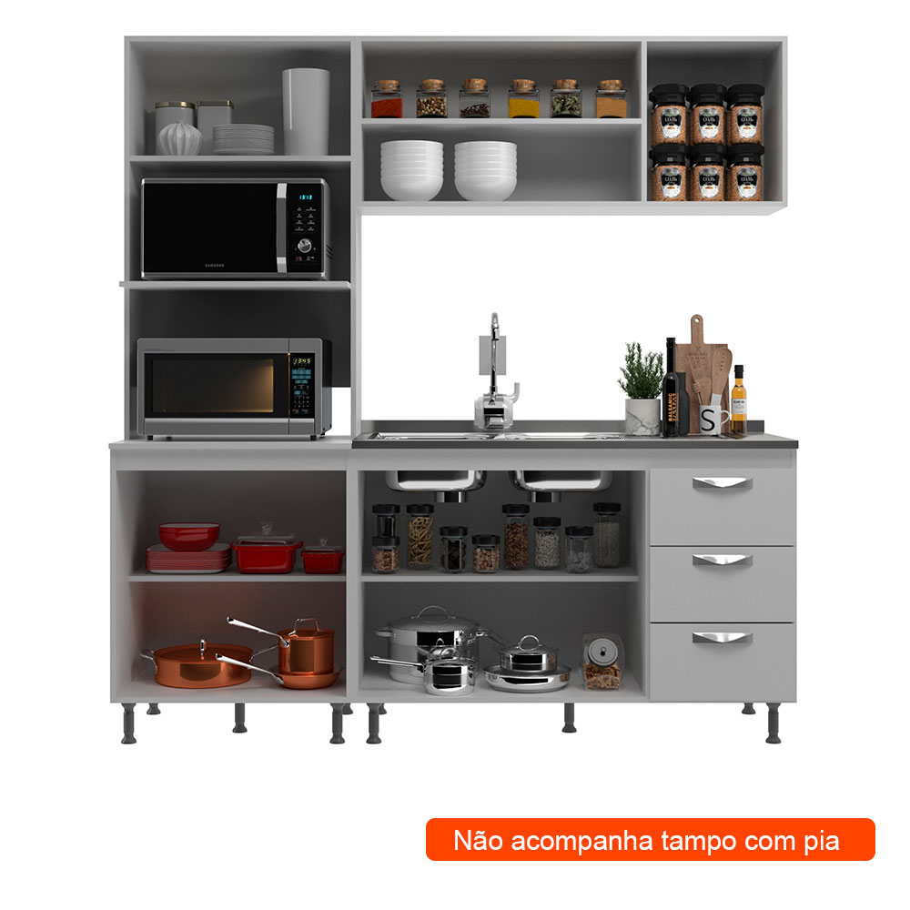 Cozinha Compacta Ipanema 8 Portas 3 Gavetas Branca