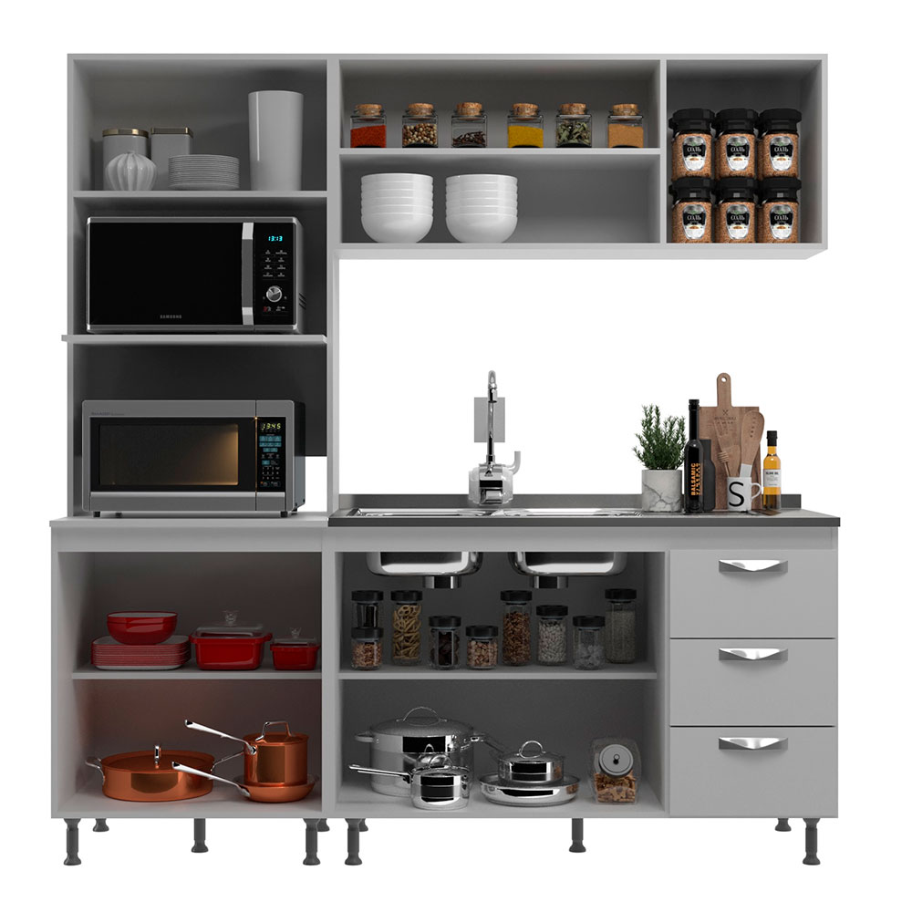 Cozinha Compacta Ipanema 8 Portas 3 Gavetas Branca