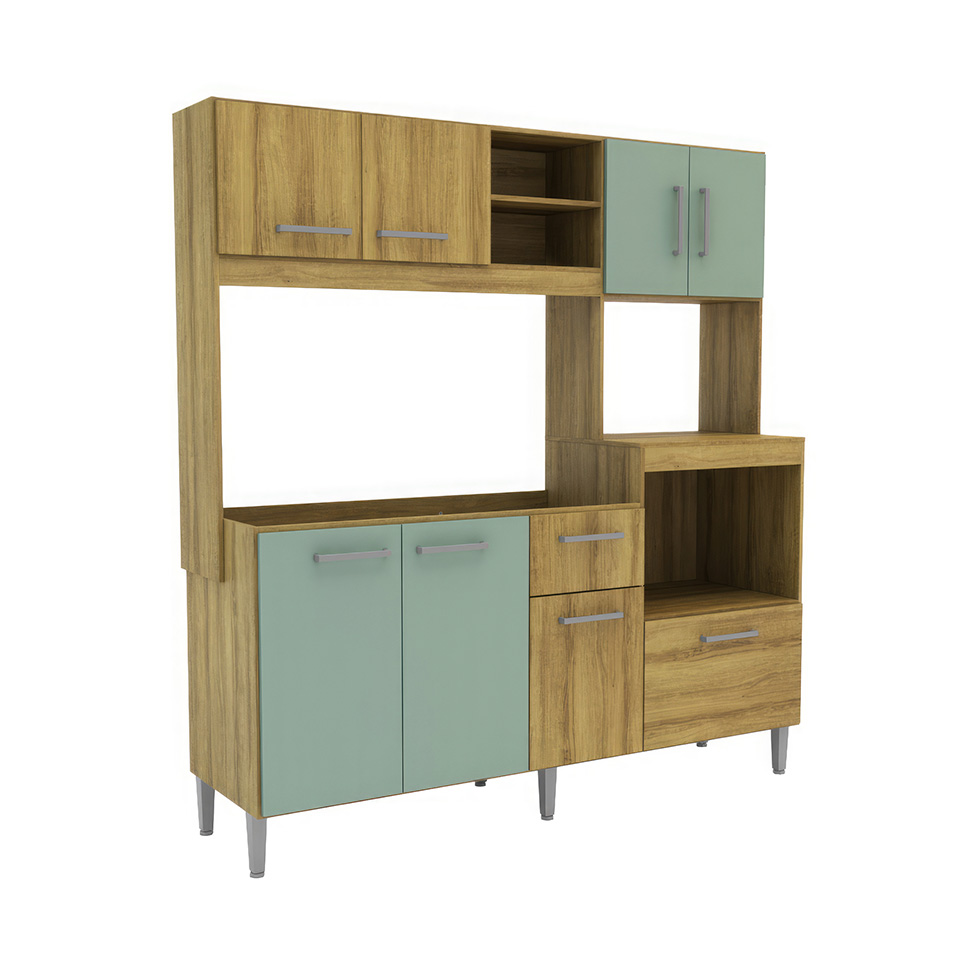 Cozinha Compacta Jasmin 8 Portas 1 Gaveta Dakar e Verde