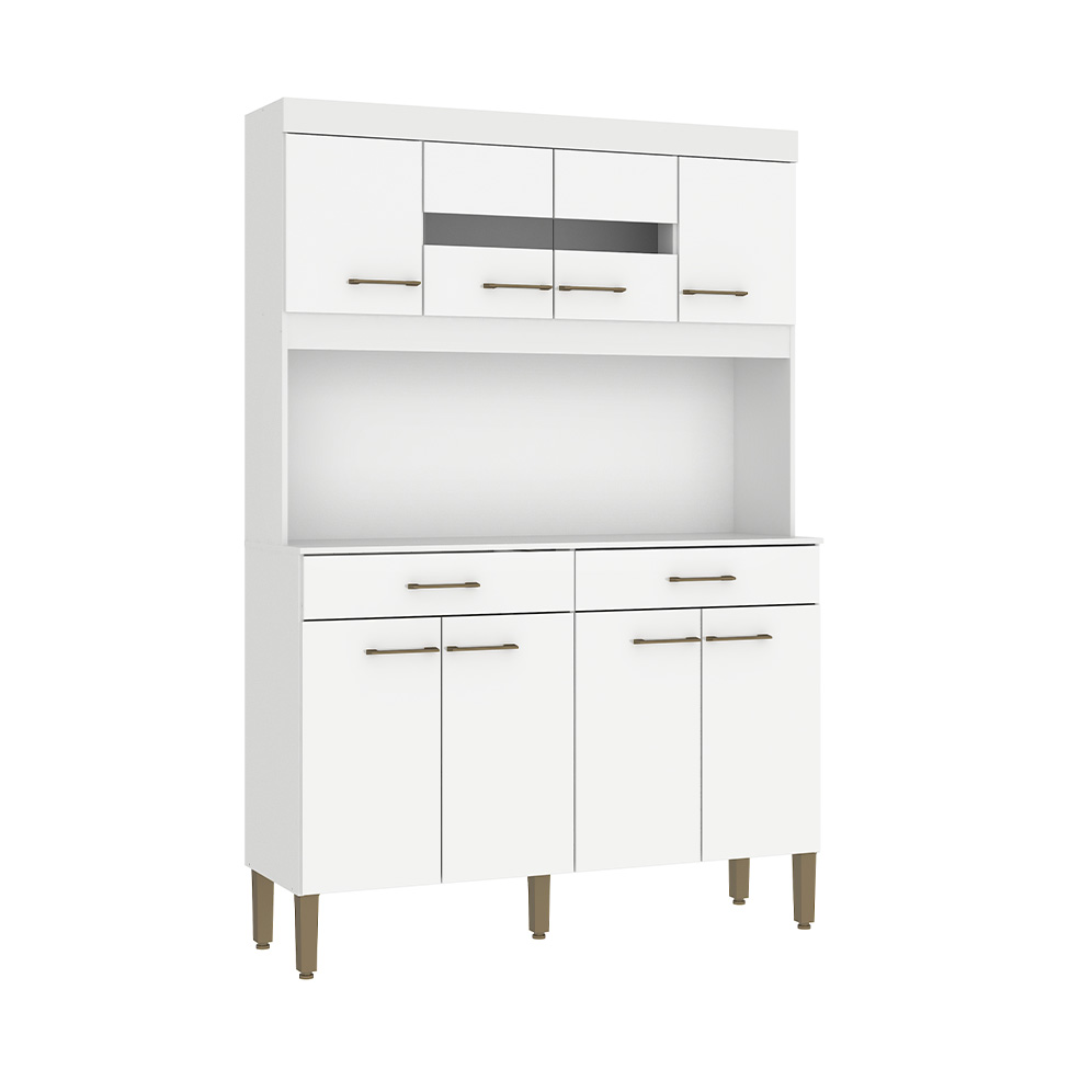 Cozinha Compacta Laura 8 Portas 2 Gavetas Branca