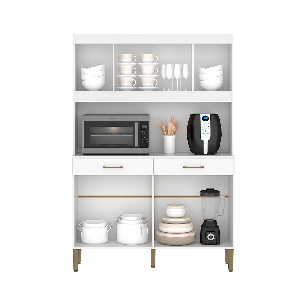 Cozinha Compacta Laura 8 Portas 2 Gavetas Branca