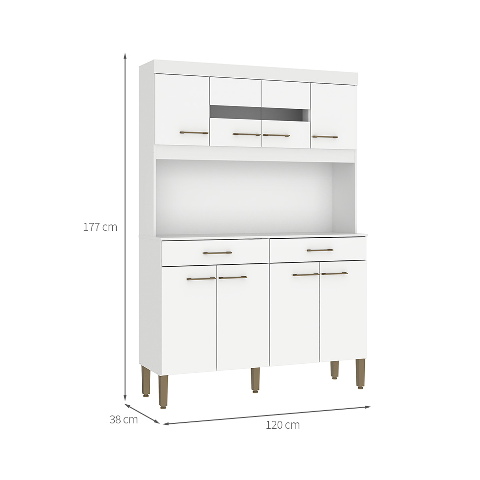 Cozinha Compacta Laura 8 Portas 2 Gavetas Branca