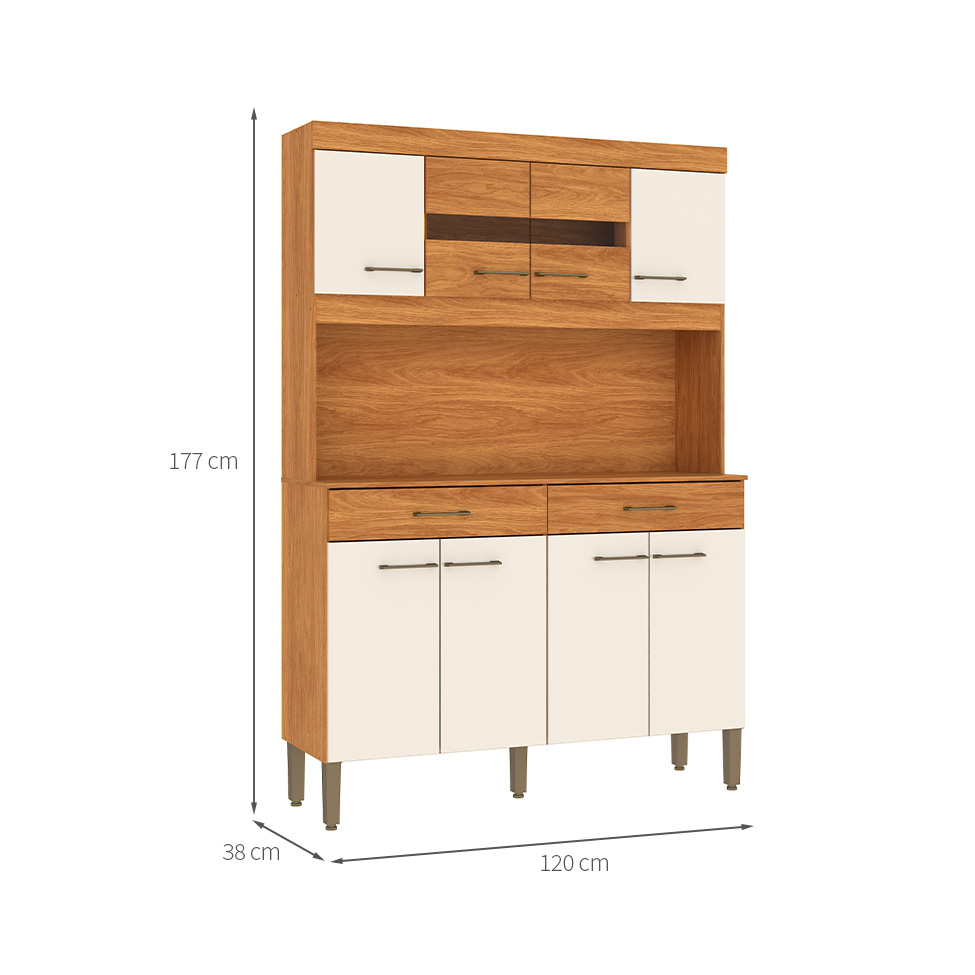 Cozinha Compacta Laura 8 Portas 2 Gavetas Cinamomo e Off White