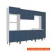 Cozinha Compacta Lavanda 13 Portas 3 Gavetas Azul e Branco