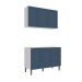 Cozinha Compacta Lavanda 5 Portas 3 Gavetas Azul e Branco