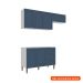 Cozinha Compacta Lavanda 6 Portas 3 Gavetas Azul e Branco