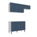 Cozinha Compacta Lavanda 6 Portas 3 Gavetas Azul e Branco