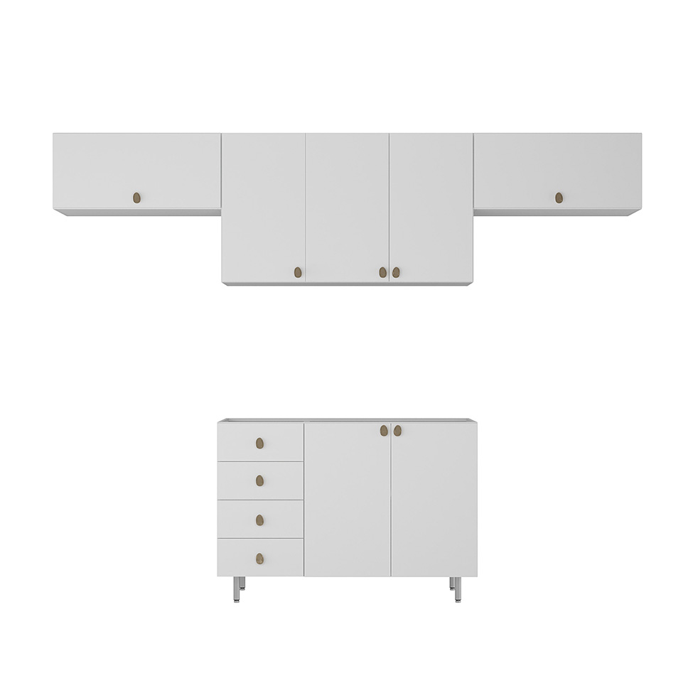 Cozinha Compacta Maranello 100% MDF 7 Portas 4 Gavetas Branco