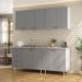 Cozinha Compacta Maranello 100% MDF 9 Portas 4 Gavetas Cinza