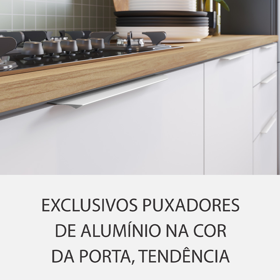 Cozinha Compacta Marquesa 100% MDF 4 Portas 4 Gavetas Branca e Nature