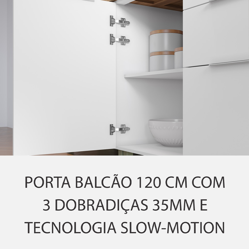 Cozinha Compacta Marquesa 100% MDF 5 Portas 4 Gavetas Branca e Nature