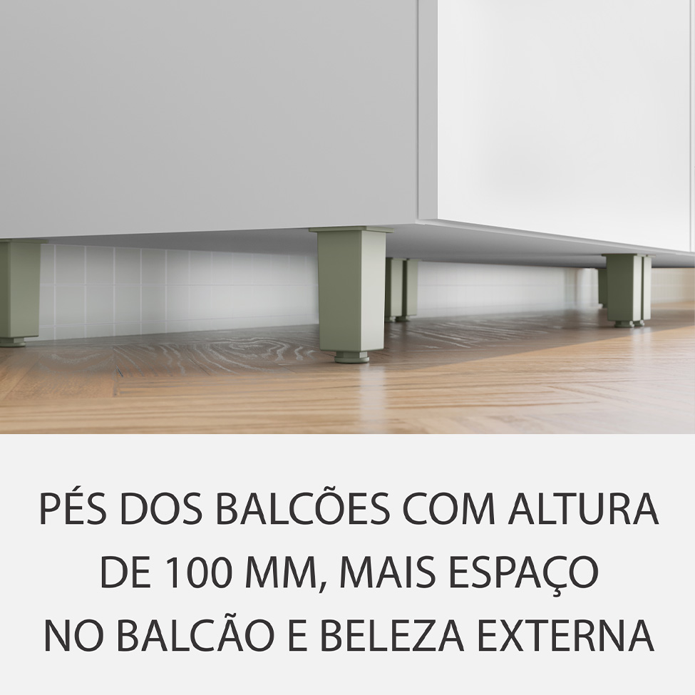 Cozinha Compacta Marquesa 100% MDF 5 Portas 4 Gavetas Branca e Nature