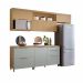 Cozinha Compacta Marquesa 100% MDF 5 Portas 4 Gavetas Nature e Verde