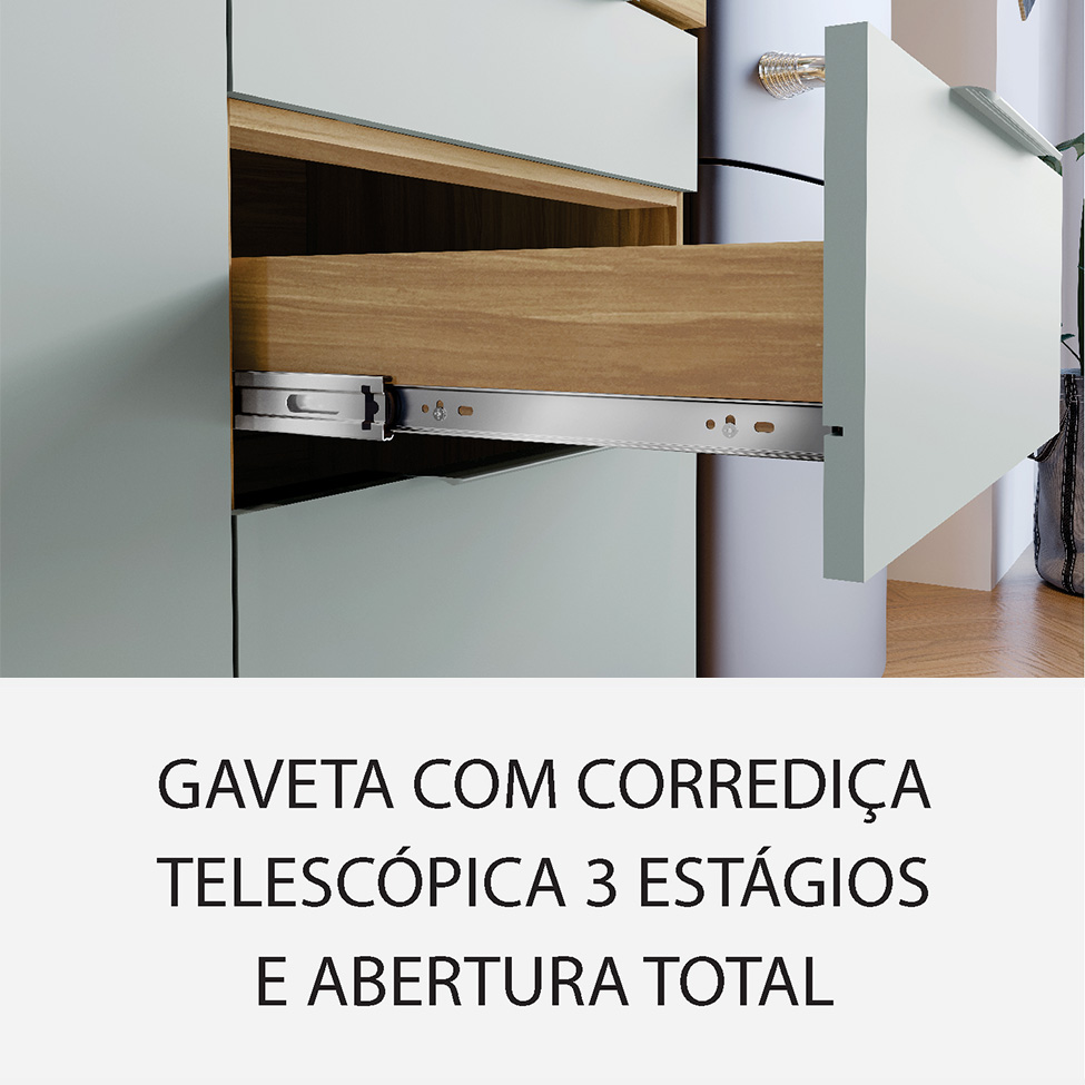 Cozinha Compacta Marquesa 100% MDF 5 Portas 4 Gavetas Verde e Nature