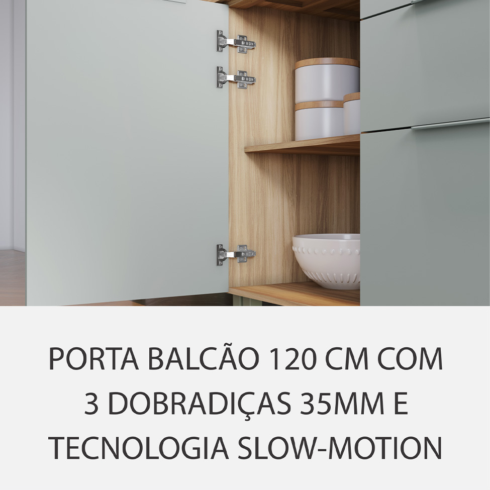 Cozinha Compacta Marquesa 100% MDF 5 Portas 4 Gavetas Verde e Nature