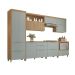 Cozinha Compacta Marquesa 100% MDF 8 Portas 7 Gavetas Verde e Nature