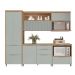 Cozinha Compacta Marquesa I 100% MDF 5 Portas 6 Gavetas Verde e Nature