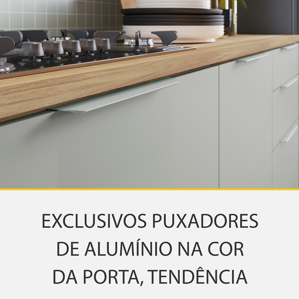 Cozinha Compacta Marquesa I 100% MDF 5 Portas 6 Gavetas Verde e Nature