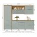 Cozinha Compacta Marquesa I 100% MDF 7 Portas 6 Gavetas Verde e Nature