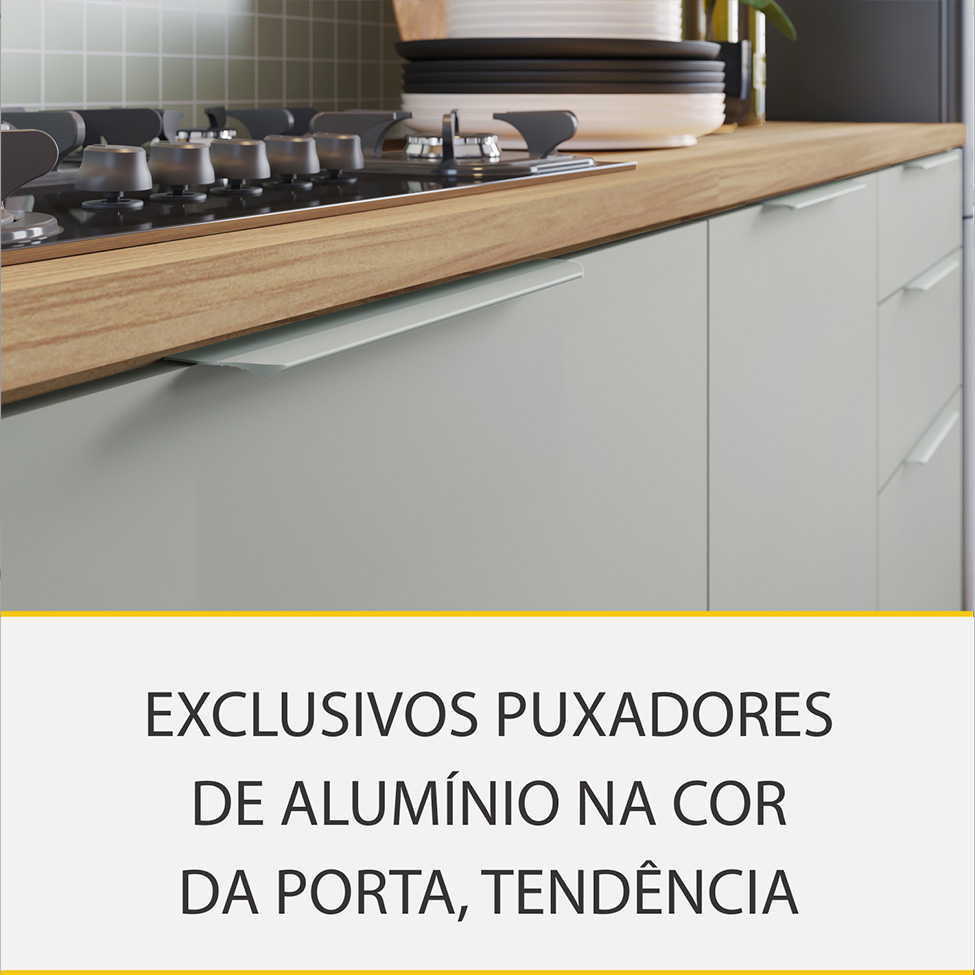 Cozinha Compacta Marquesa II 100% MDF 5 Portas 4 Gavetas Verde e Nature