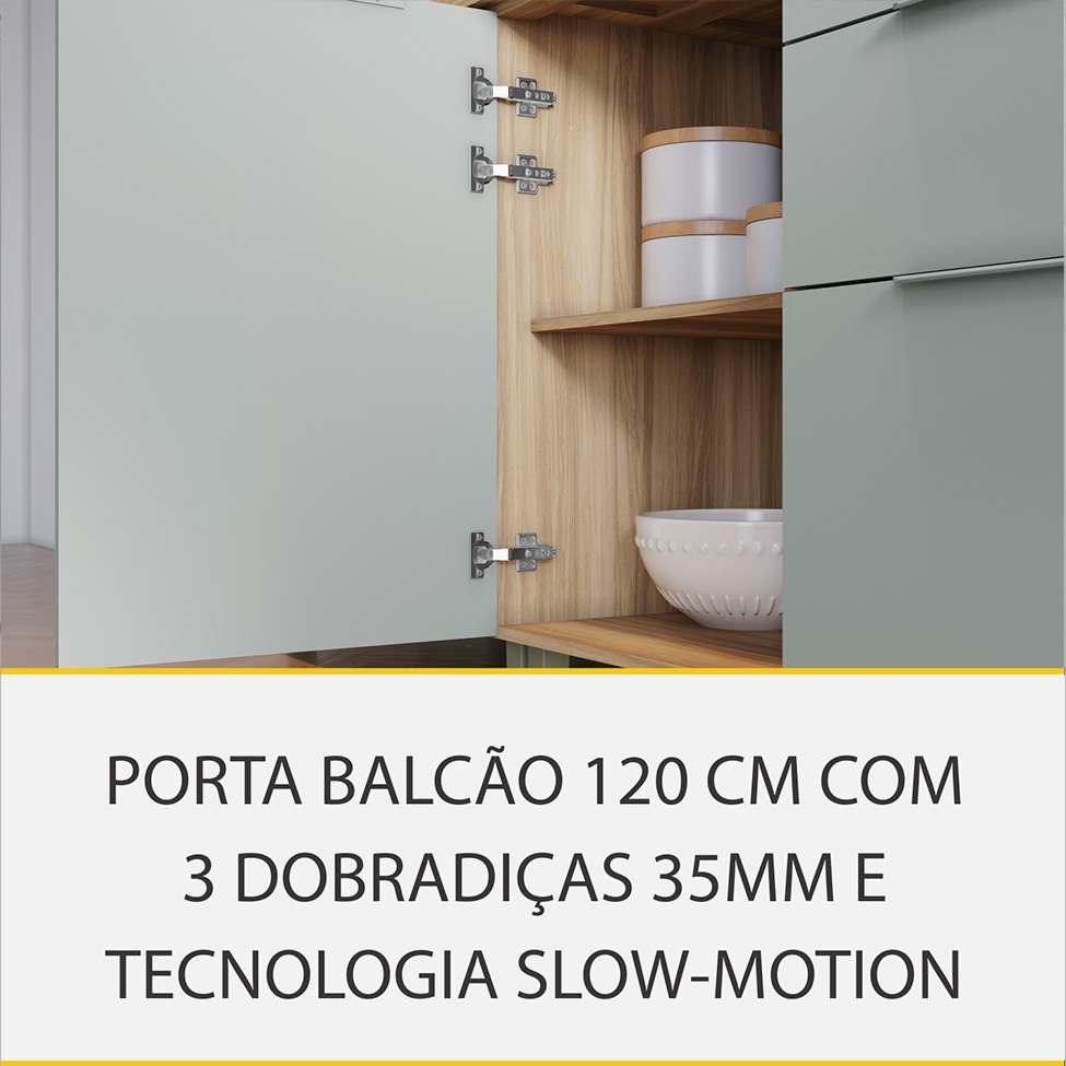 Cozinha Compacta Marquesa II 100% MDF 5 Portas 4 Gavetas Verde e Nature